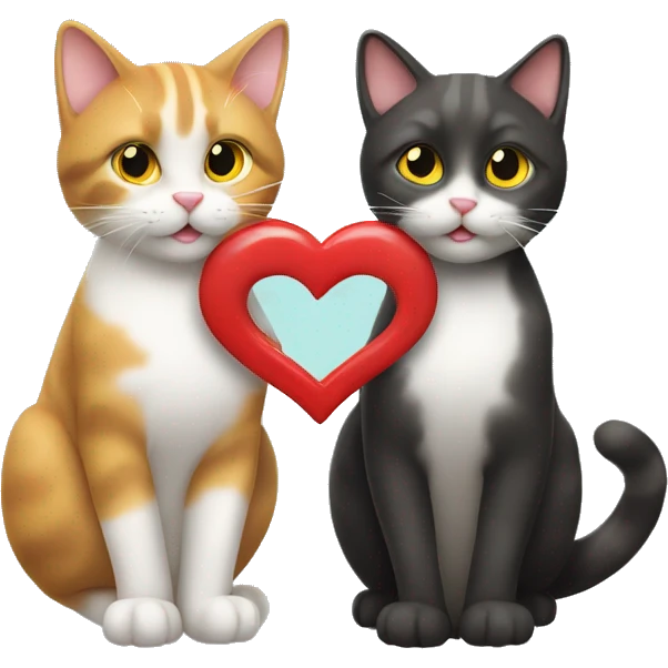 The tails of two cats making a heart shape  emoji