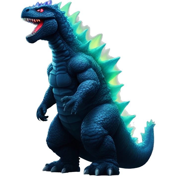 Dark iridescent godzilla glowing emoji