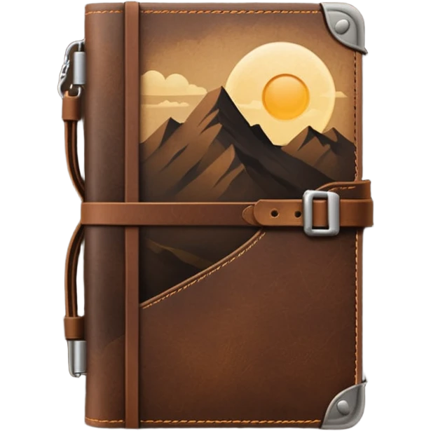 dark brown leather travelers journal emoji