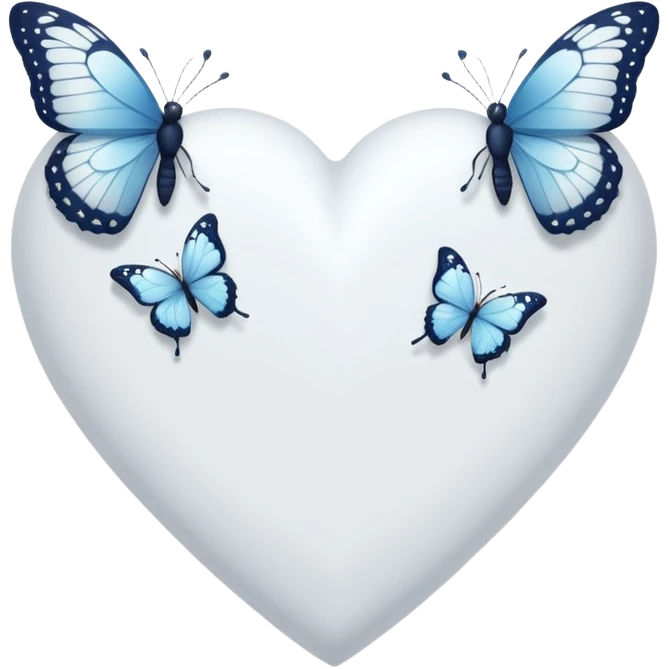 Cœur blanc avec des papillons  emoji
