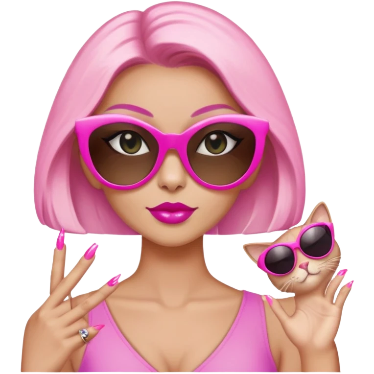 Shreveport with cat eye sunglasses and pink long nails emoji