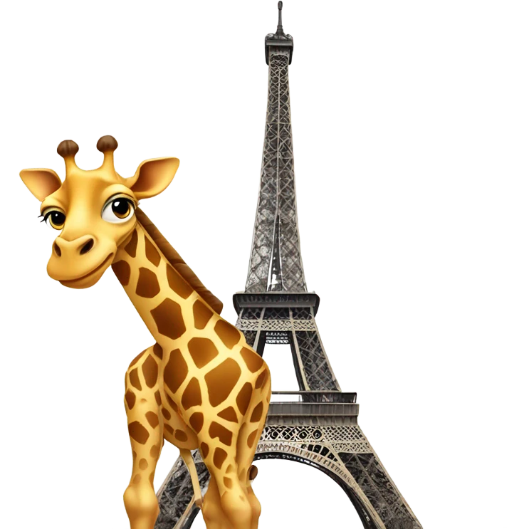 Giraffe standing in front of Eiffel Tower  emoji