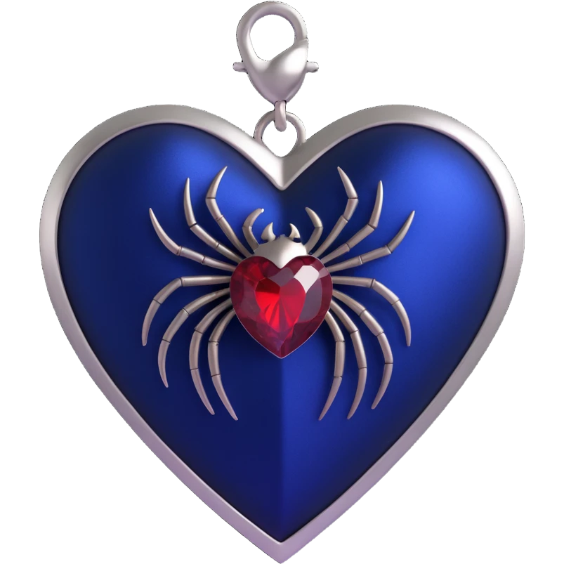 gothic heart, midnight blue silk texture, silver spider charm, elegant and moody emoji