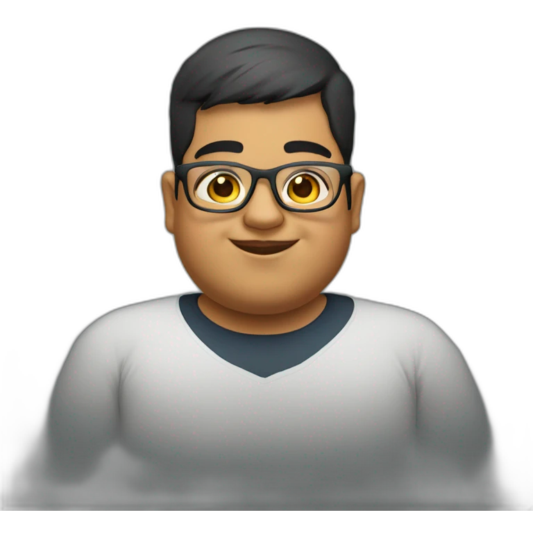 Young fat Arab 10 year old kid wearing glasses emoji