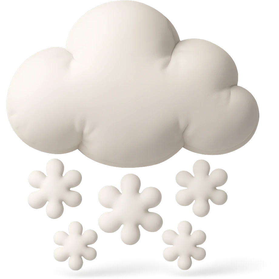 plush snow cloud with falling snowflakes, soft edges, cute and soft, cushion style emoji