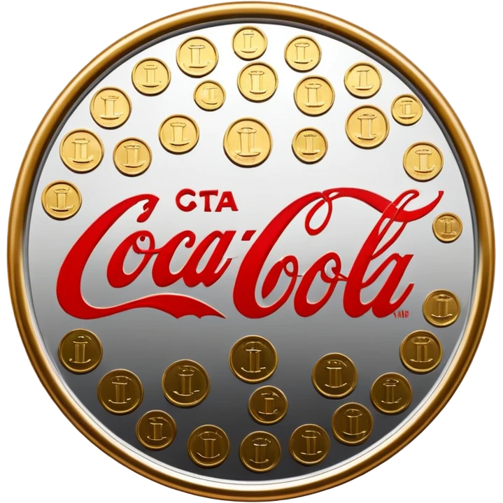 Coca Cola logo with coins emoji