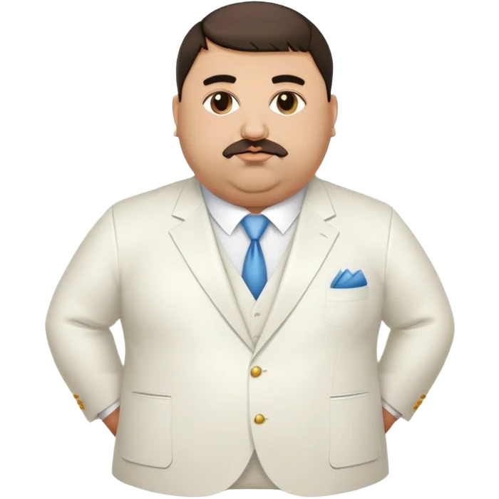 Fat Armenian oligarch with bowlcut wearing white suit emoji