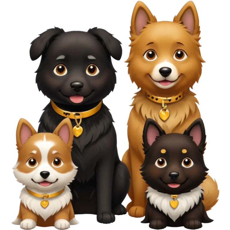 Four Dogs selling a black dog with a collar emoji
