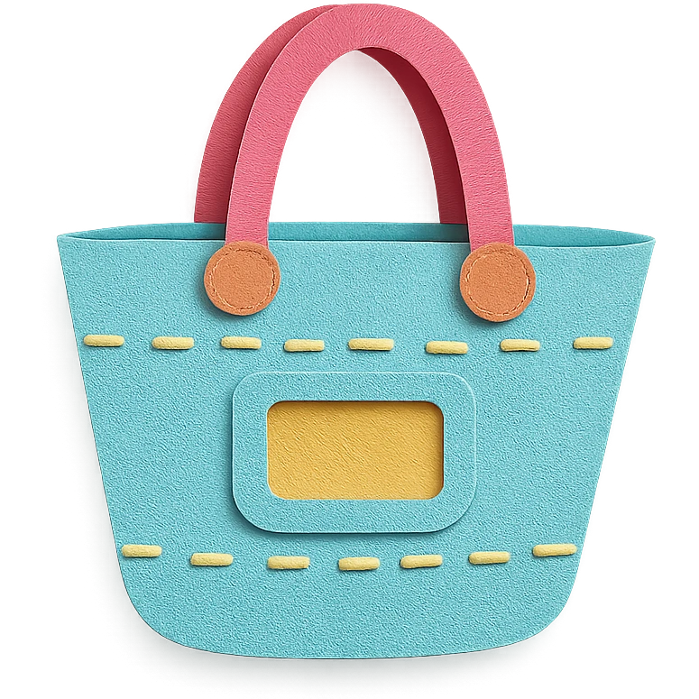 colorful paper-craft style beach bag with cut-out details emoji