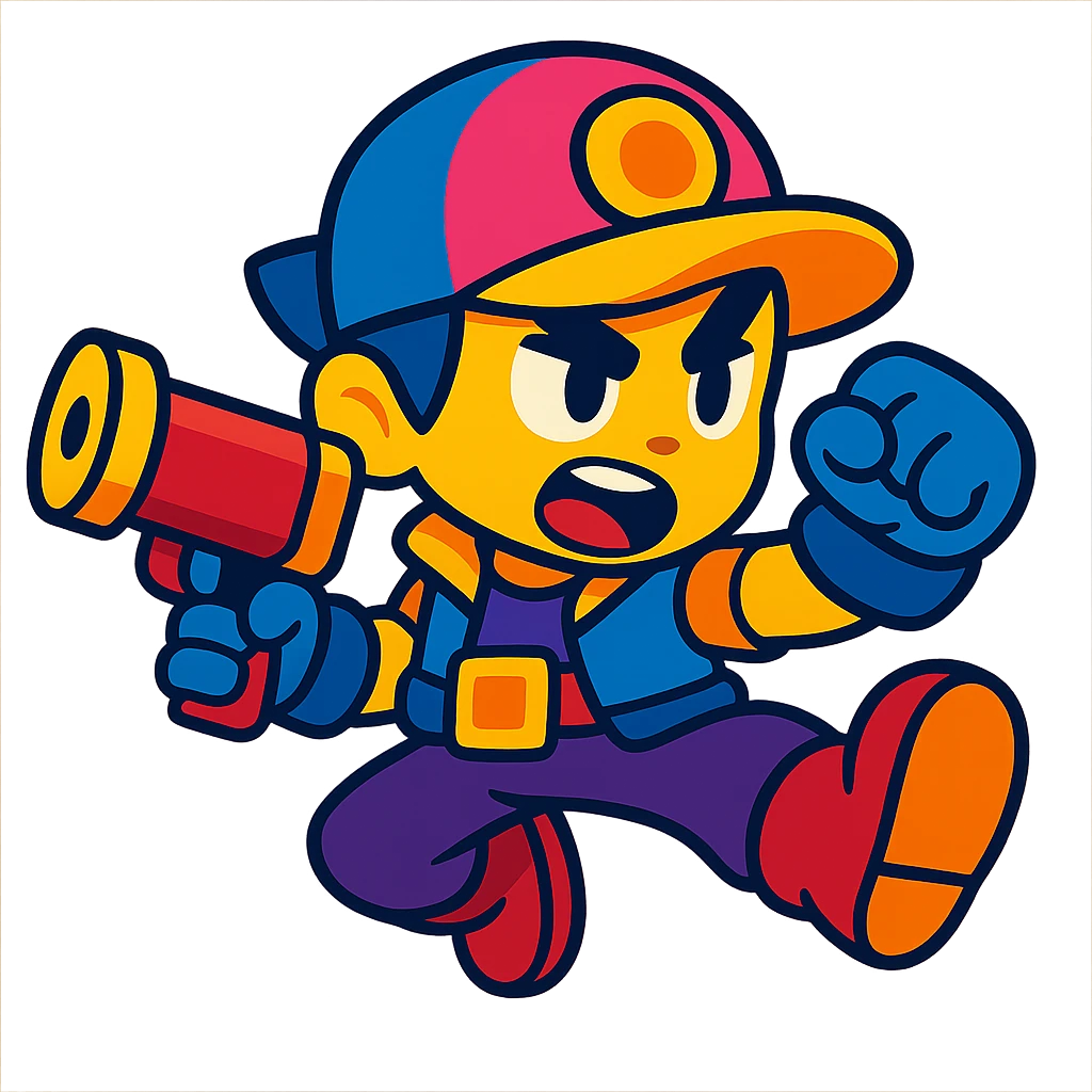 JAE Yong character from Brawl Stars, dynamic pose, vibrant colors, game character style emoji