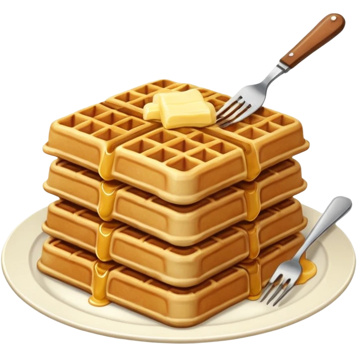 stack of waffles with fork and knife emoji