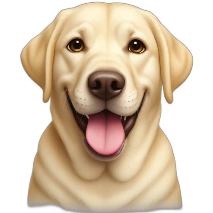 Light yellow English Labrador retriever big tongue chubby face happy emoji