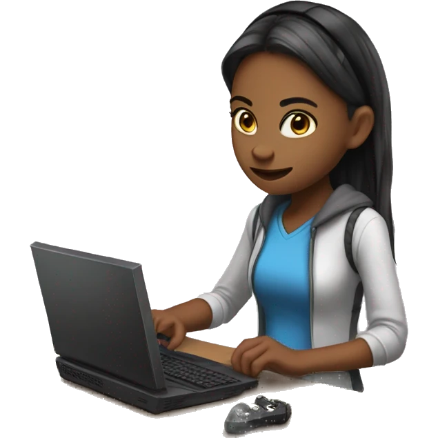 a gamer girl playing on computer emoji