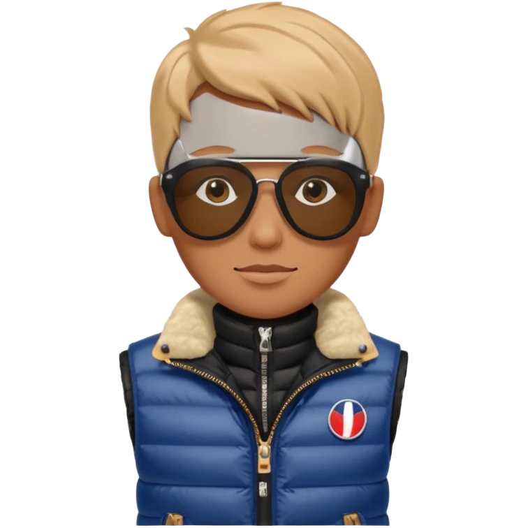 LV sluneční brýle a Moncler vestu emoji