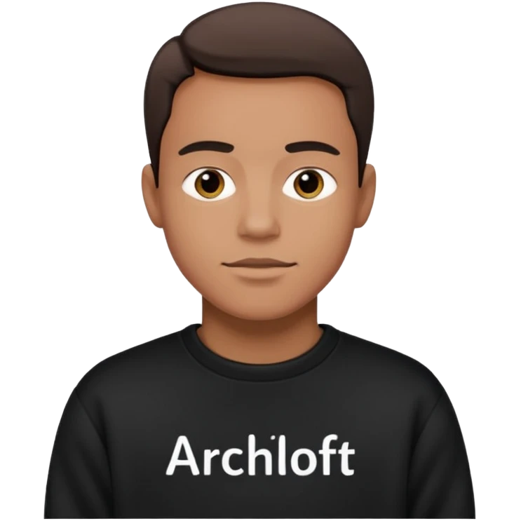 A man in a black sweatshirt with Archiloft written on it emoji