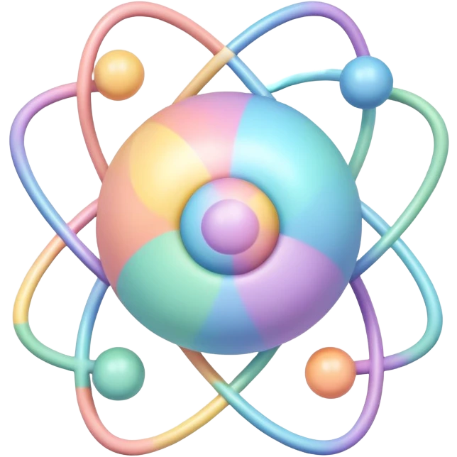 nuclear model of a pastel rainbow atom emoji