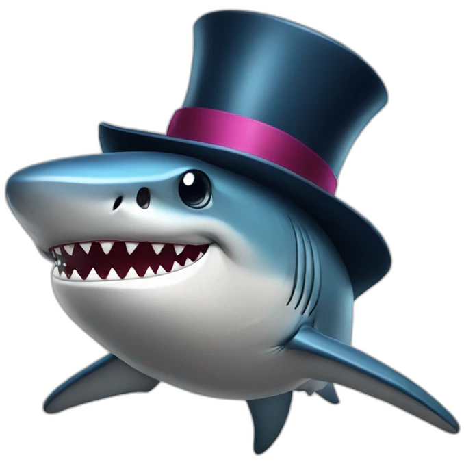 Shark with a top hat emoji