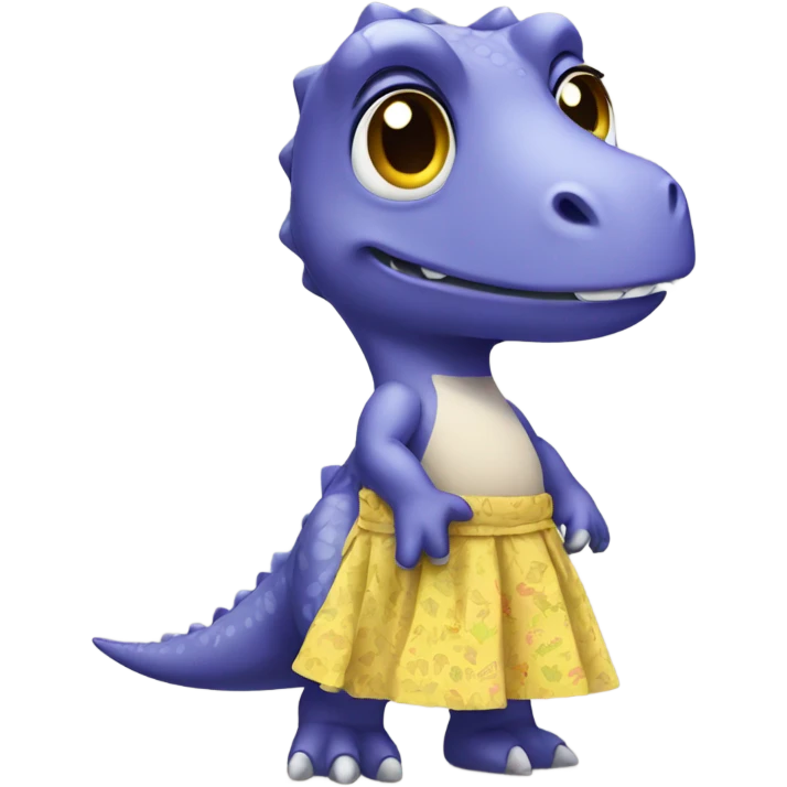 Dinosaur wearing a skirt emoji
