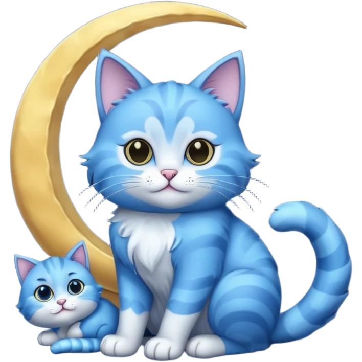 Blue cat holding a moon 🌙🐱 emoji