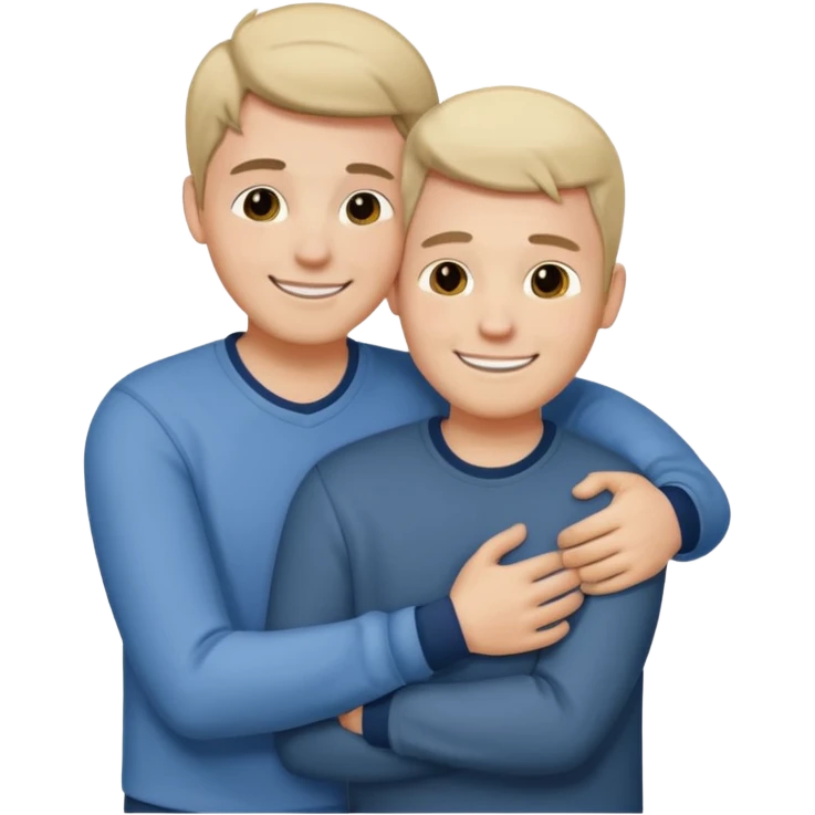 Two males hugging for comfort emoji