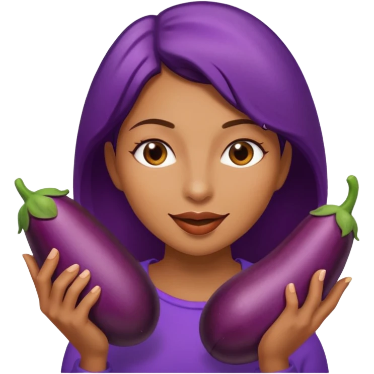 woman eating eggplant emoji