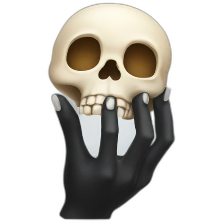 Hand holding skull emoji