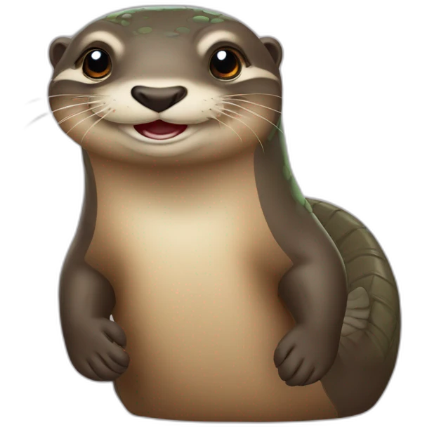 Une loutre en haut d'un tortue emoji