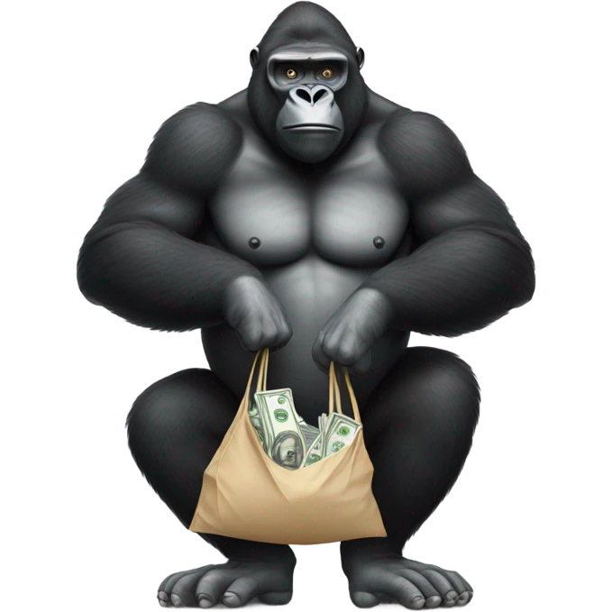 Gorilla holding a bag of cash  emoji