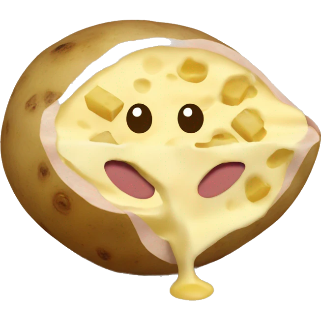 potatoes and pork with cheese emoji