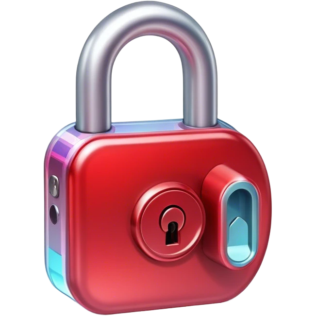 holographic and glassmorphic red lock emoji
