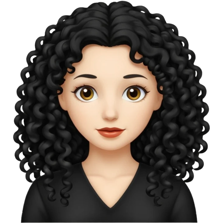 mujer blanca con cabello largo rizado negro emoji