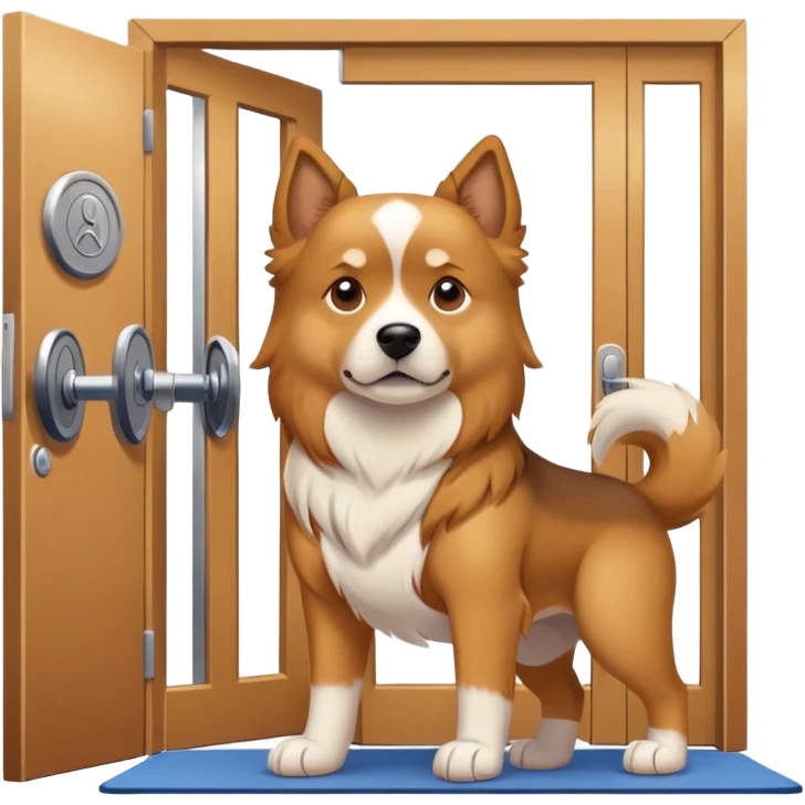 Dog in a gym by a door emoji