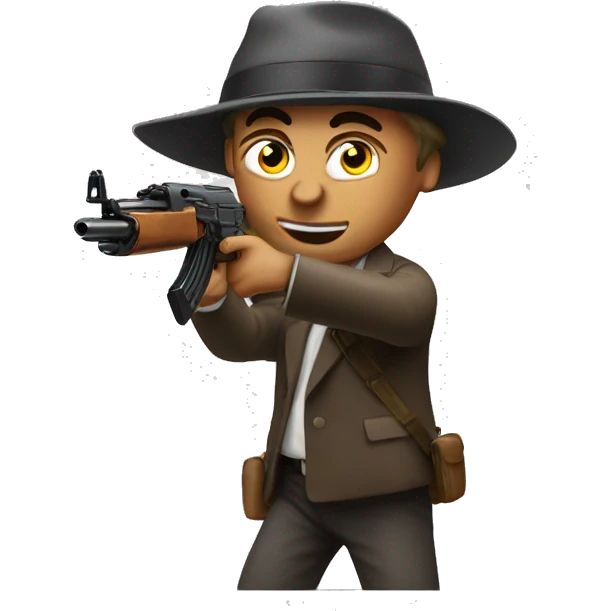 Very fried man shooting fake ak 47 emoji