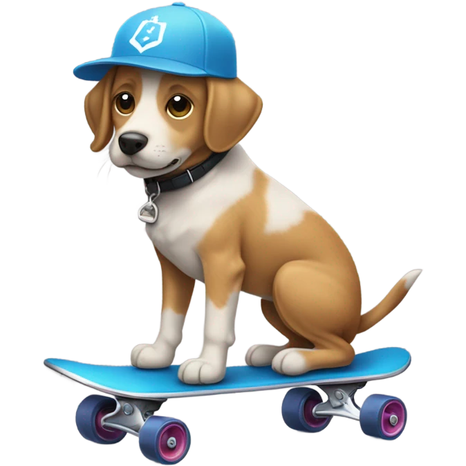 Un perro puesto una gorra en una patineta  emoji