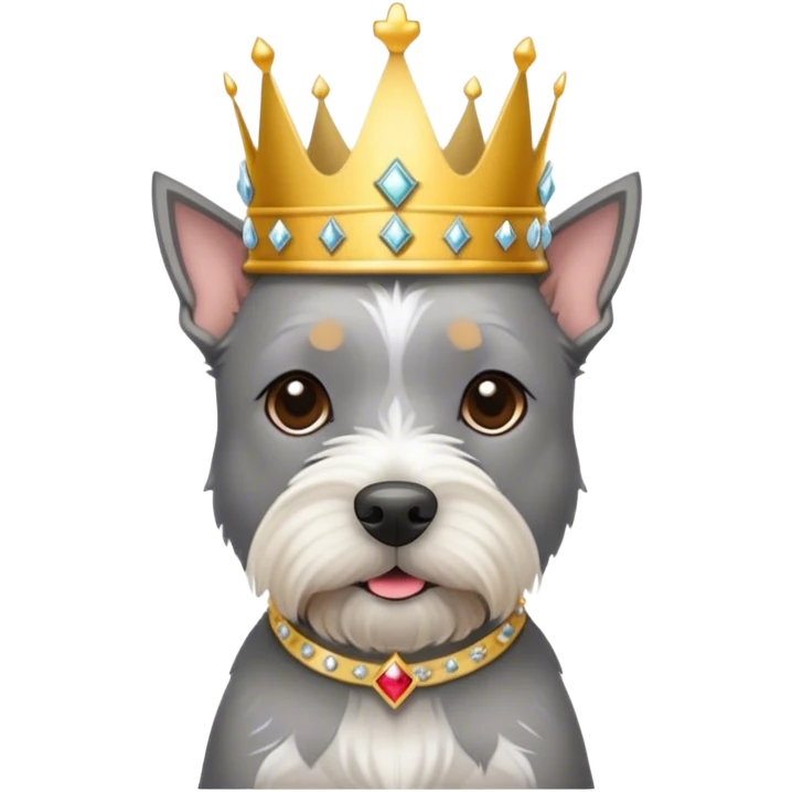 Grey american terrier with crown emoji