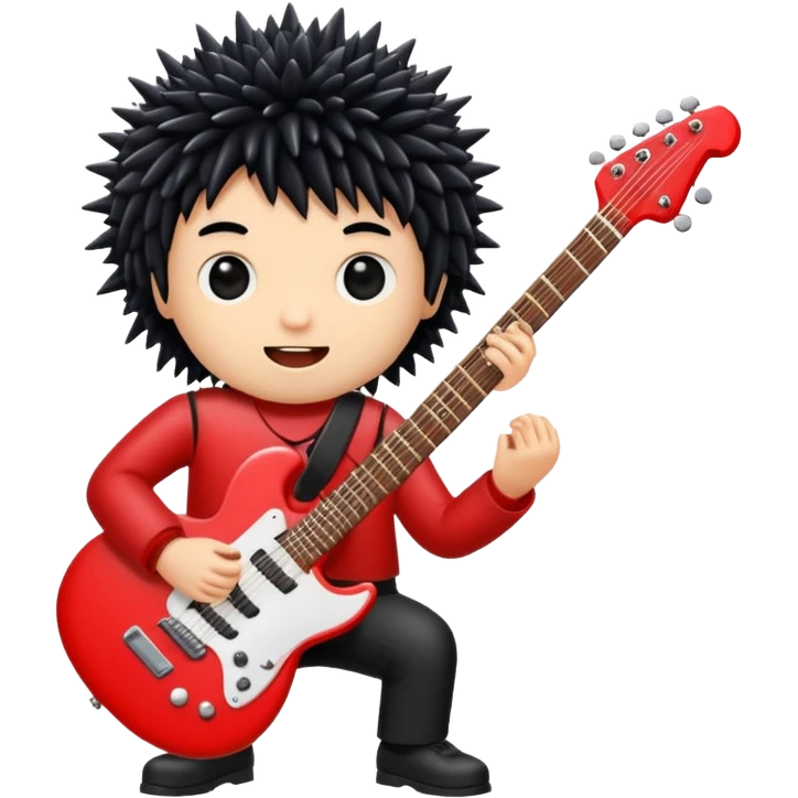 playing red electric guitar cute black sea urchin emoji