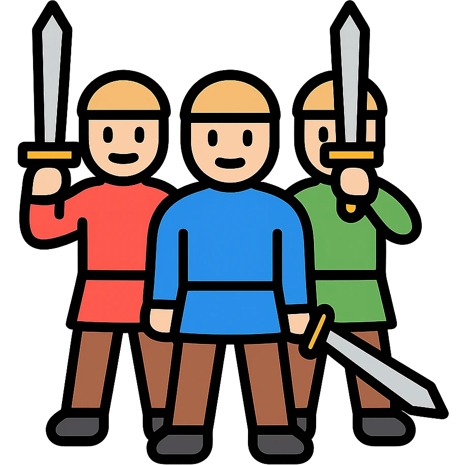 group of men with swords emoji