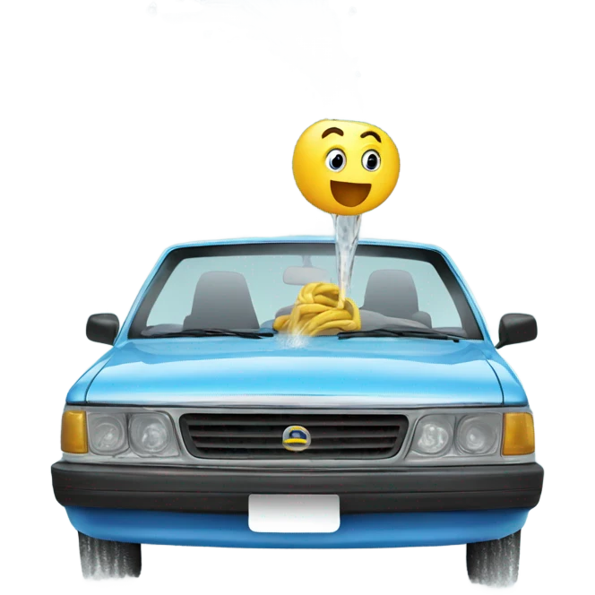 Water is pouring on the car from the hose emoji