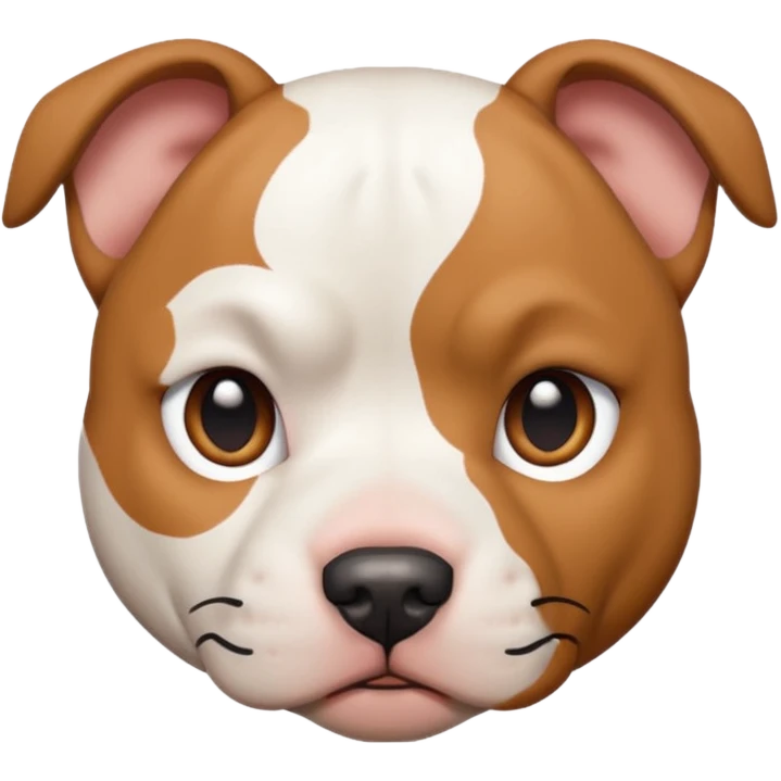 white pitbull face, brown patch over left eye emoji