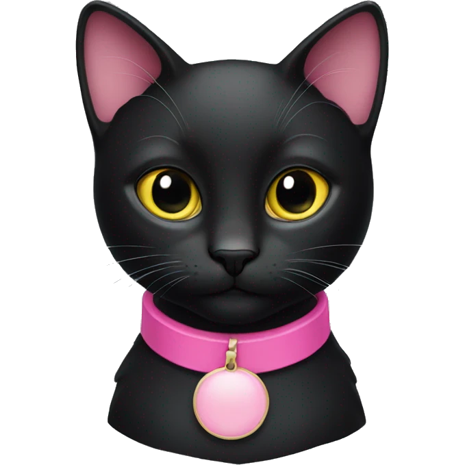 black cat with pink collar emoji