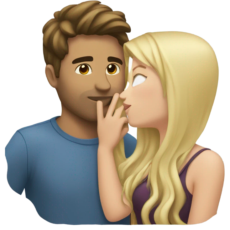 blonde girl kissing brunette man emoji