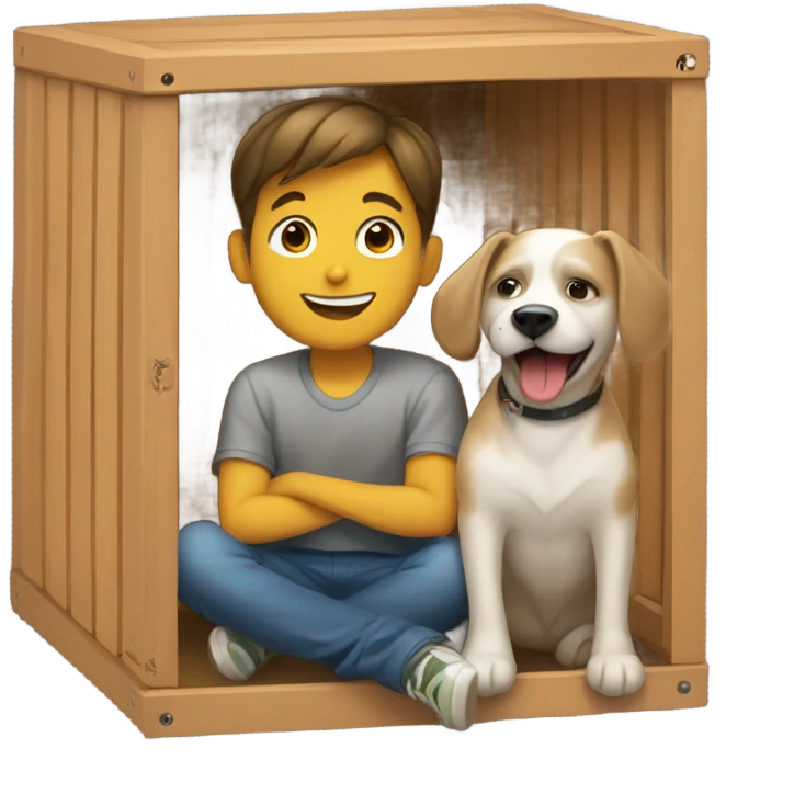 smiling boy in dog box  emoji