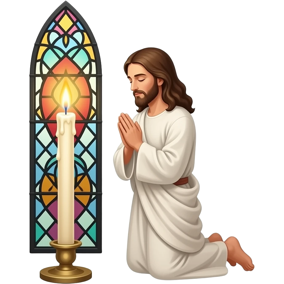 Jesus praying on his knees emoji