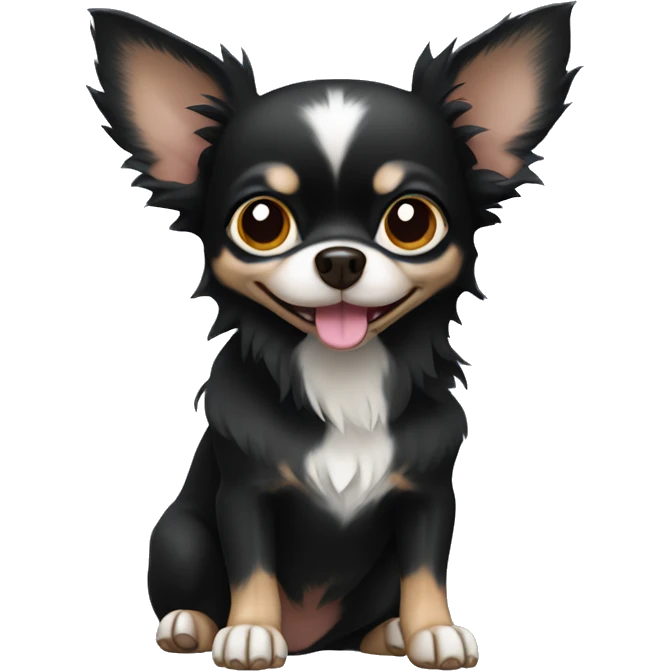 Long furred black chihuahua  emoji