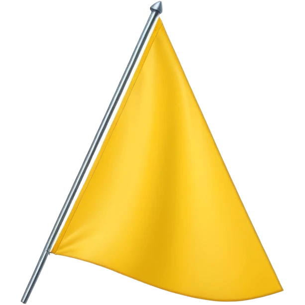 Emoji-style triangular flag, bright yellow, flat design, no folds or shading, simple and clean, minimalistic, centered on plain white or transparent background, high resolution emoji