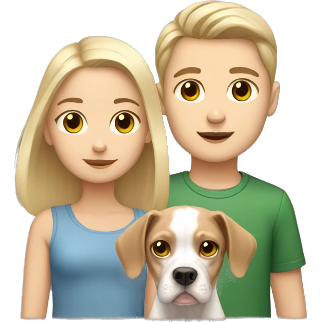 blondy girl with brown hair boy with light beagle and gray sphynx emoji