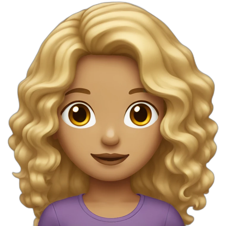 girl with wavy brown hair and blond strands emoji