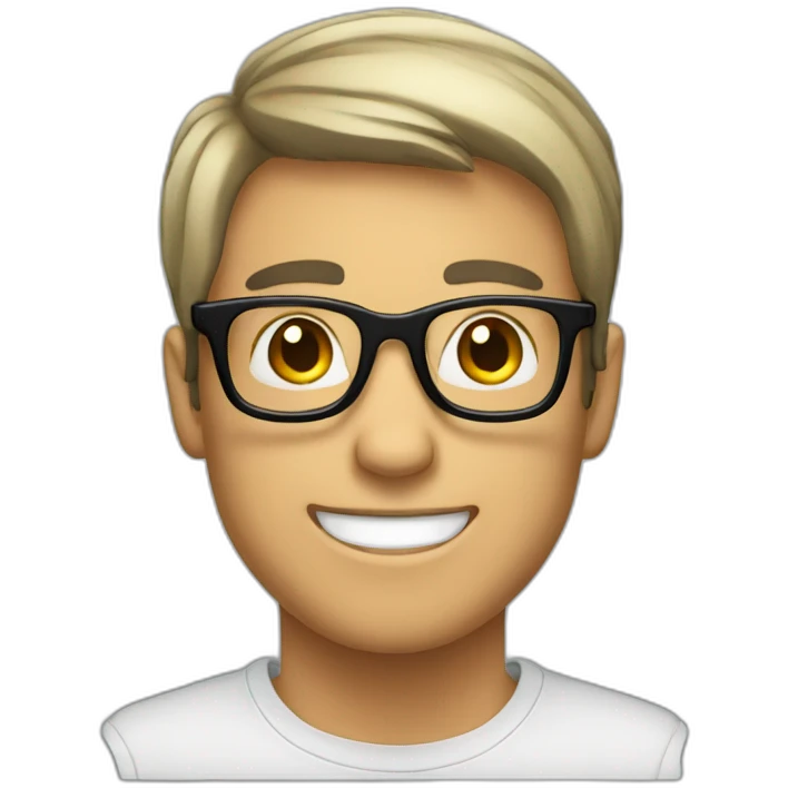Happy-guy-with-black-hair-and-black-glasses emoji