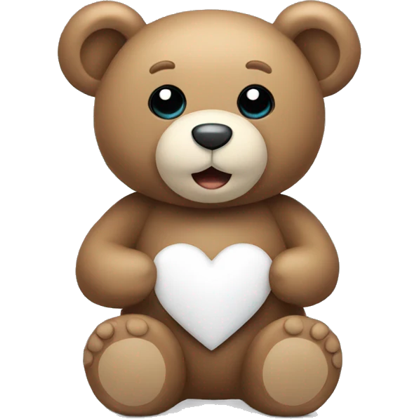 Teddy bear with a white heart emoji