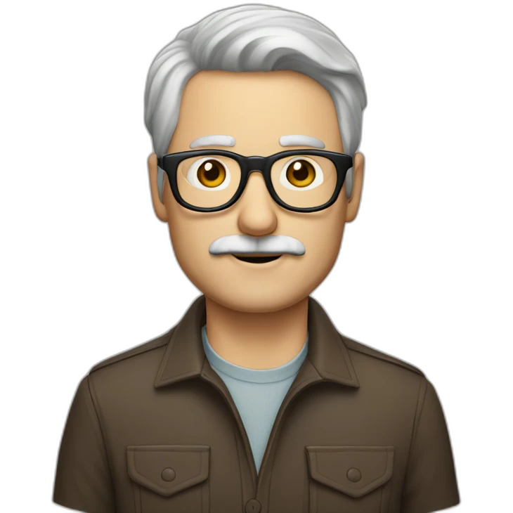 middle age white man mustache brown hair glasses with a camera emoji